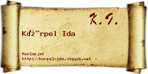 Körpel Ida névjegykártya